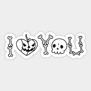 I love you skull and pumpkin Sticker